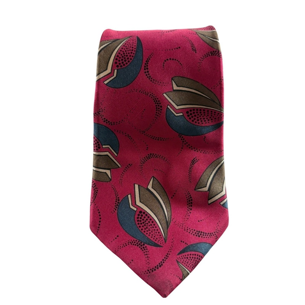 Wembley Silk Necktie Mens One Size Magenta Abstract Geometric Professional Tie